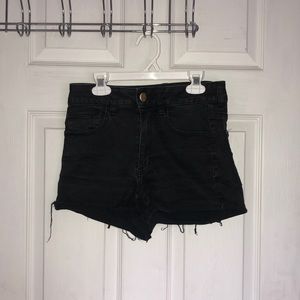 American eagle women black jean shorts